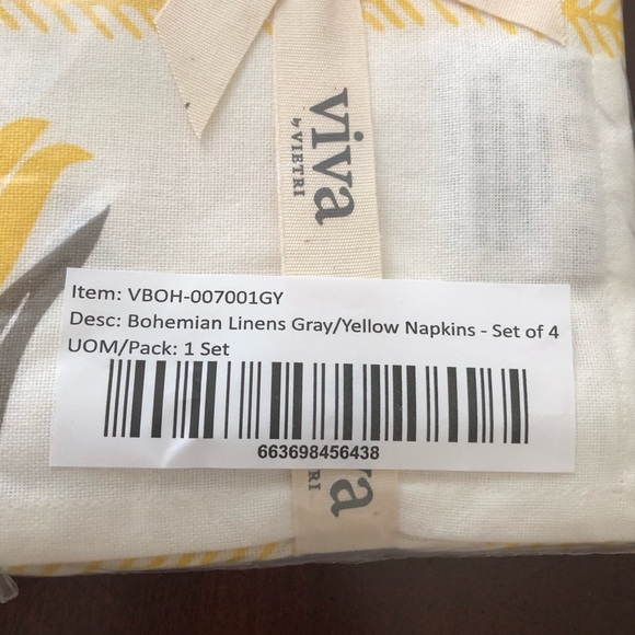 NIP Set of 8 each - Vietri Bohemian Gray/Yellow Napkins & Placements - Picture 9 of 11